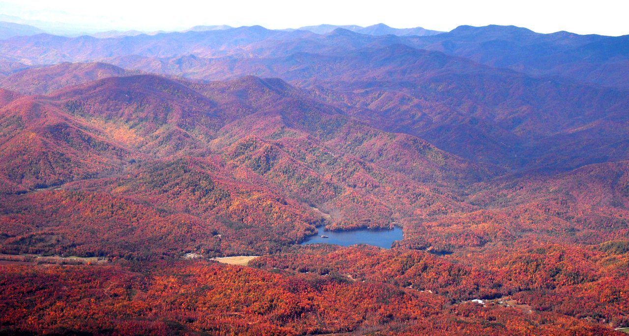 Fall Lake James aerial view